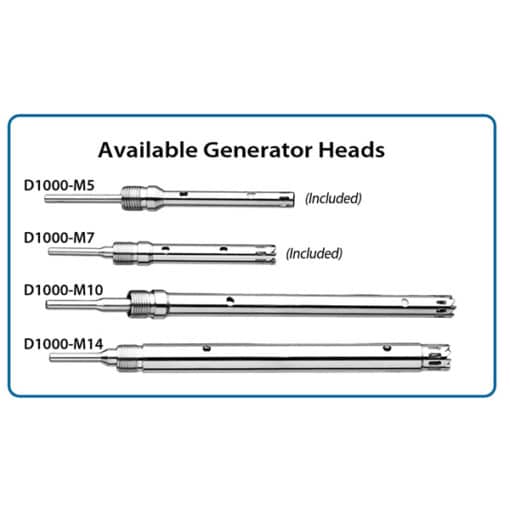 D1000 Generator heads group website 2020 510x510 - Benchmark Scientific D1000-M5 Replacement generator pack, 5mm x 50mm for microtubes, pack of 5