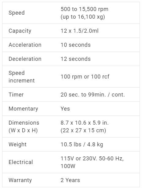 MC 12 microcentrifuge - Benchmark Scientific MC-12 High Speed Microcentrifuge