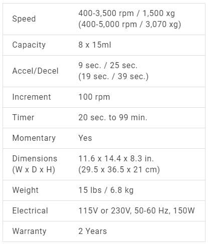 lc8 specs - Benchmark Scientific LC-8™ Centrifuge