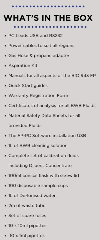 BWB BIO Flame Photometer whats in the box 333x800 - BWB BIO Flame Photometer