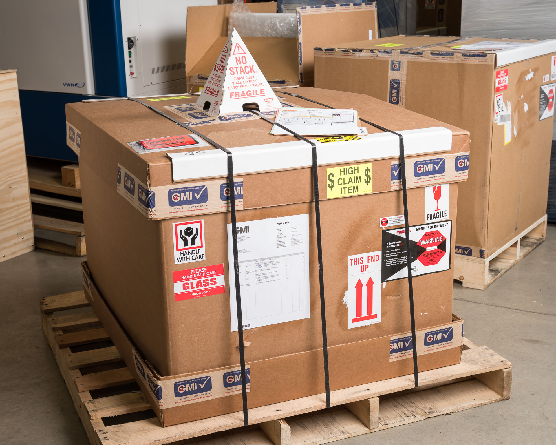 Lab equipment packaged for shipping